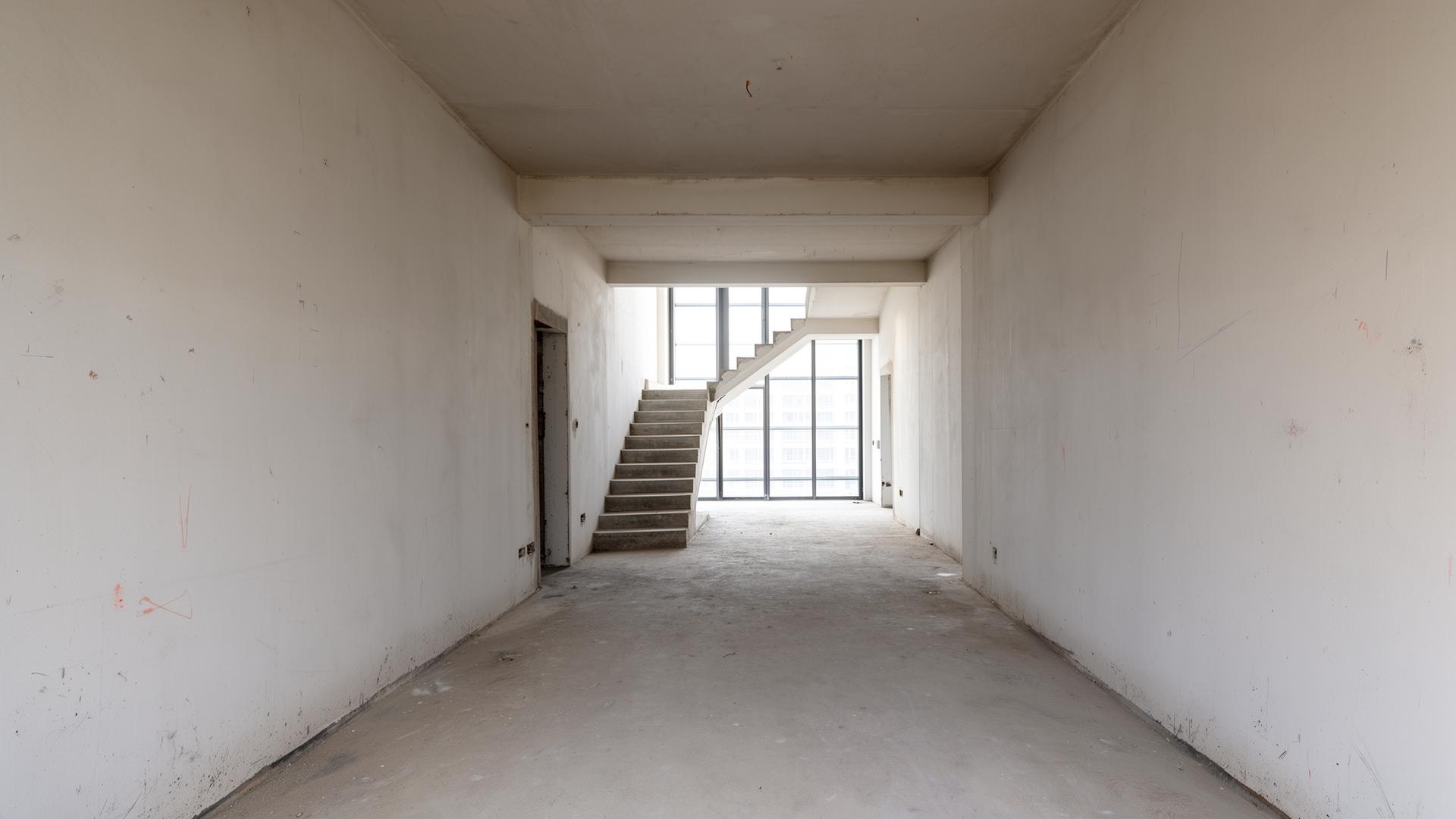 Internal office before visualisation — raw unfinished room